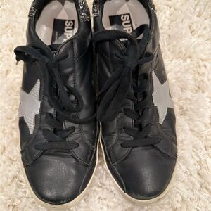 Golden Goose Black Sneakers with Silver Accents